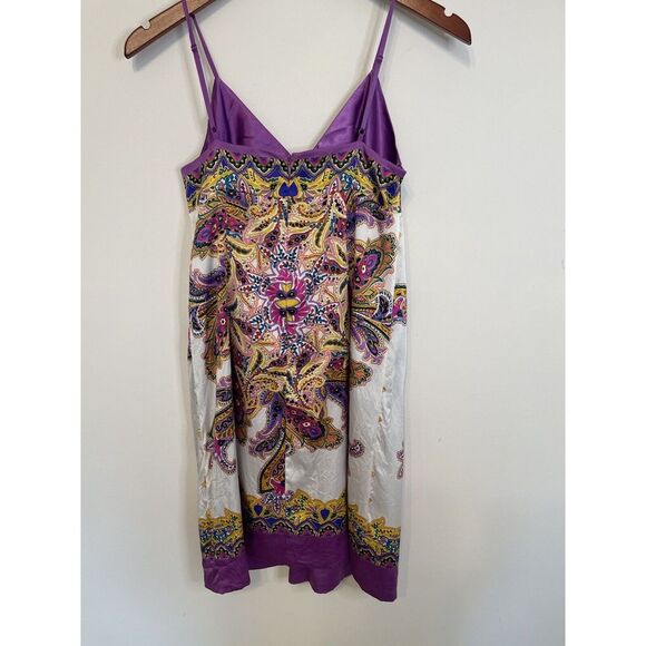 Eci New York‎ Dress size 2 Silky Slip Babydoll Purple Paisley Boho - Picture 3 of 8
